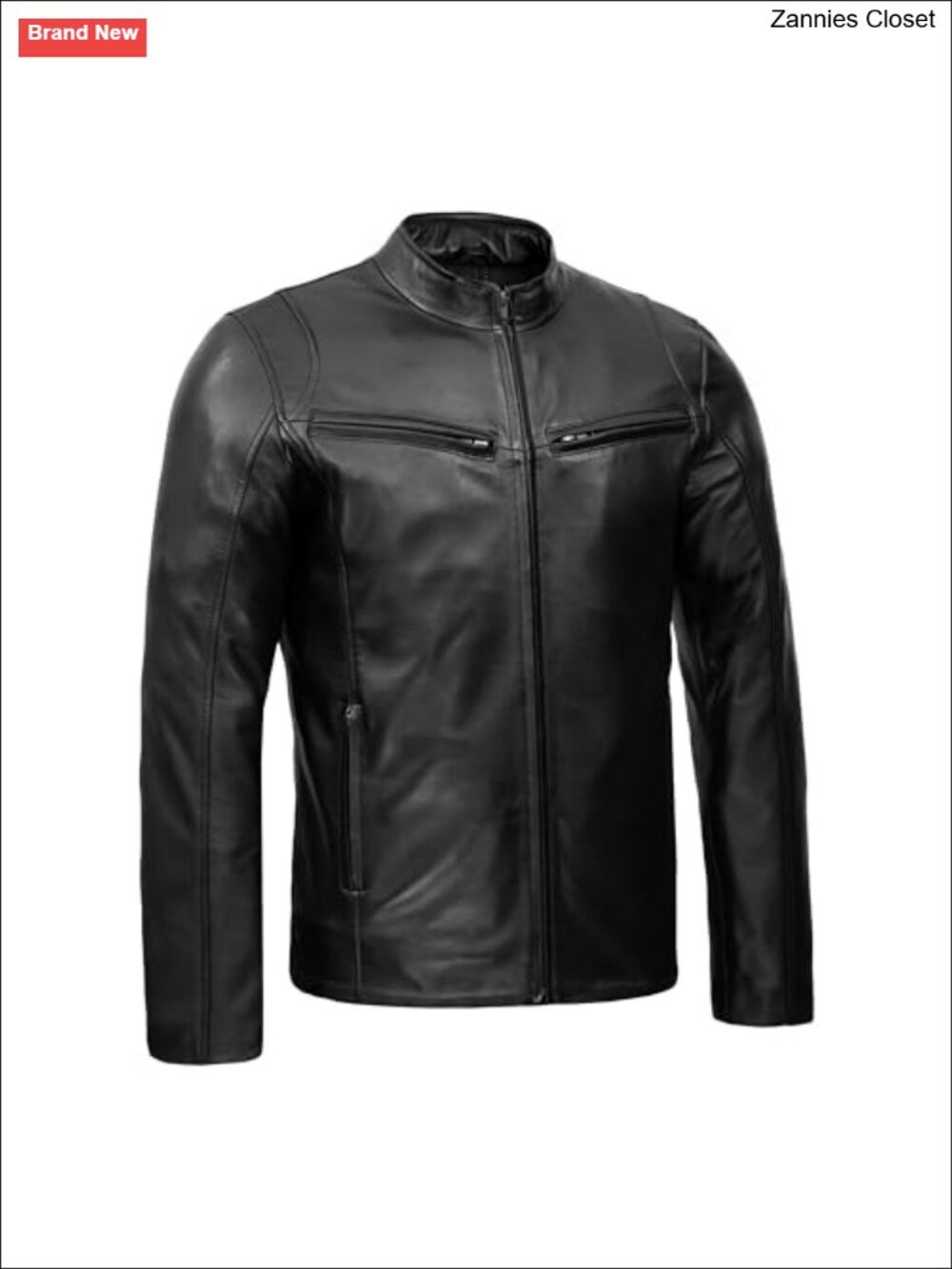 Lambskin Leather Motorcycle Biker Jacket Full-Grain Zipper Multiple Pockets